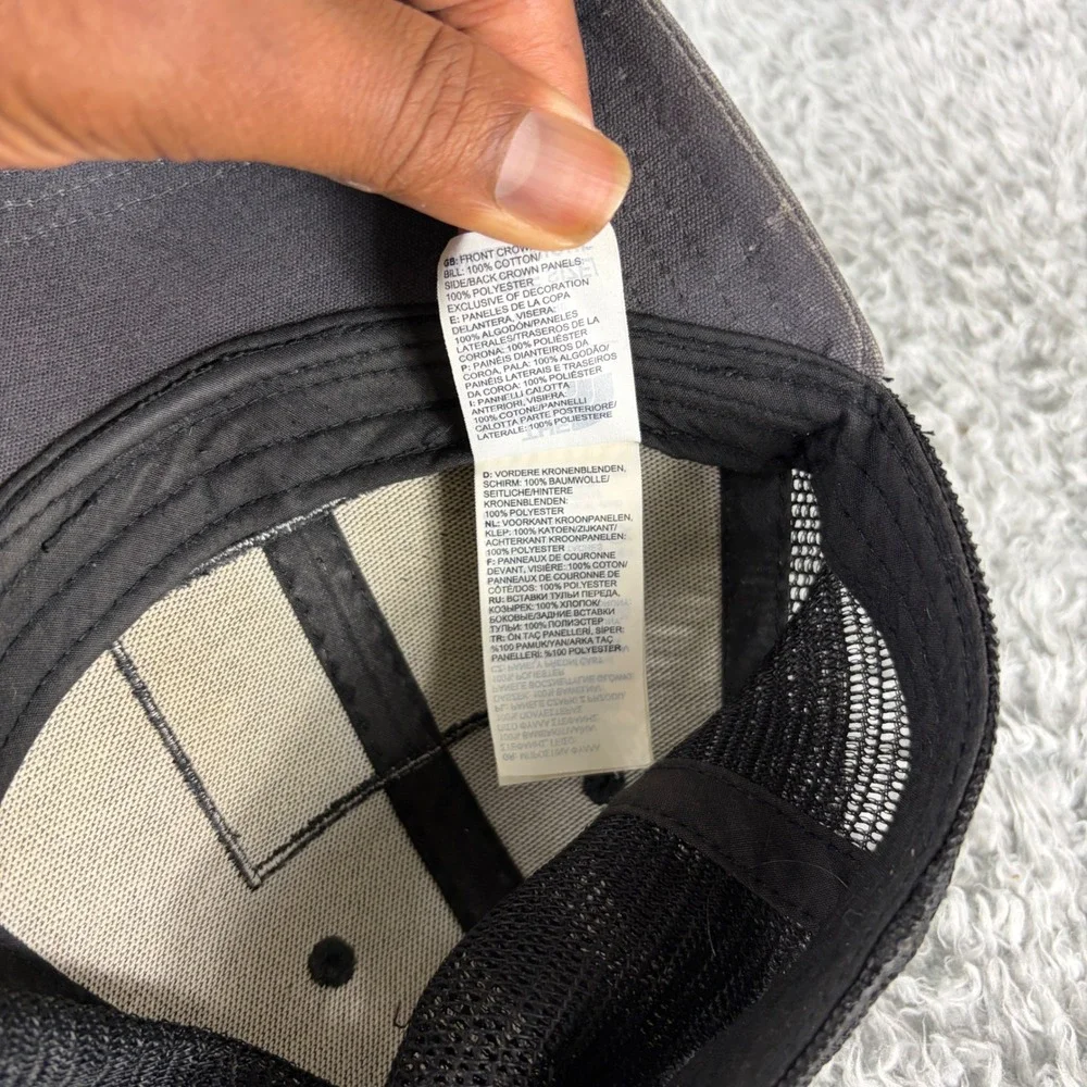 The North Face Mudder Trucker Hat Gray Black Mesh Snapback Fine Alpine Logo Cap